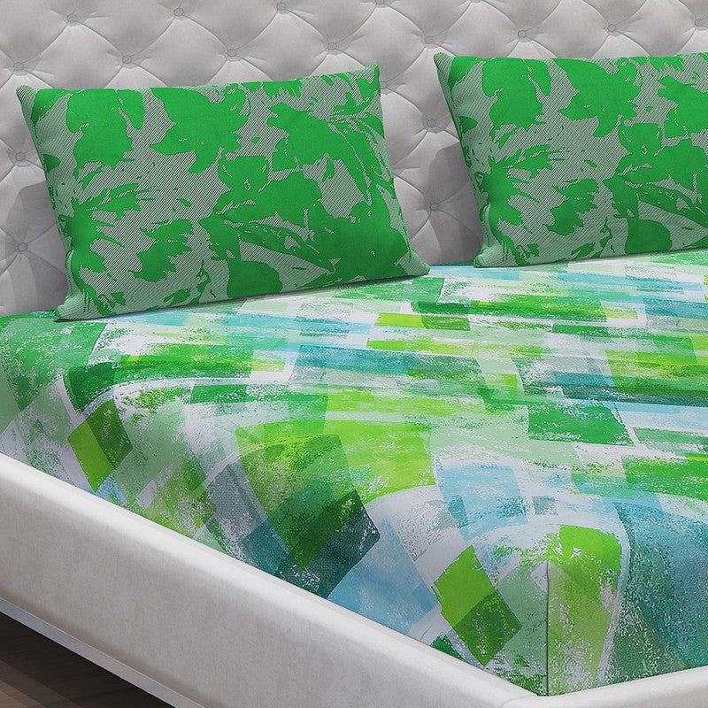 Monte Carlo Modern Muse Cotton Bedsheet (Green) - 104 TC media 5