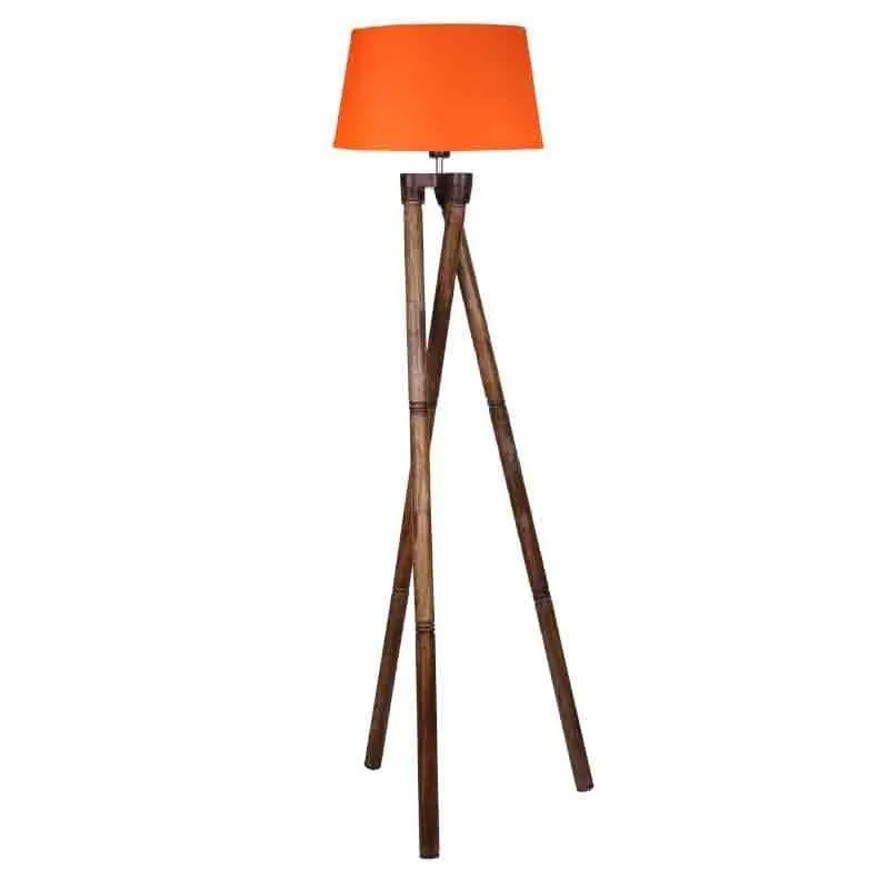 Criss Crossed Wooden Tripod Lamp - Orange media 5