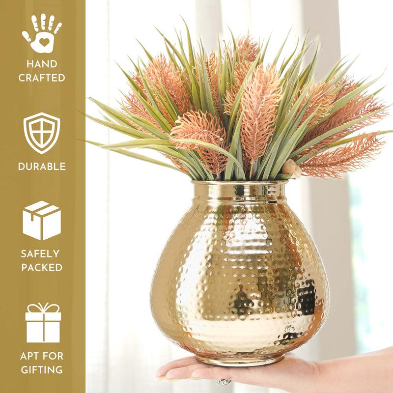 Lyrica Metal Hammered Vase media 4