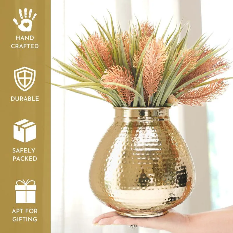 Lyrica Metal Hammered Vase media 4