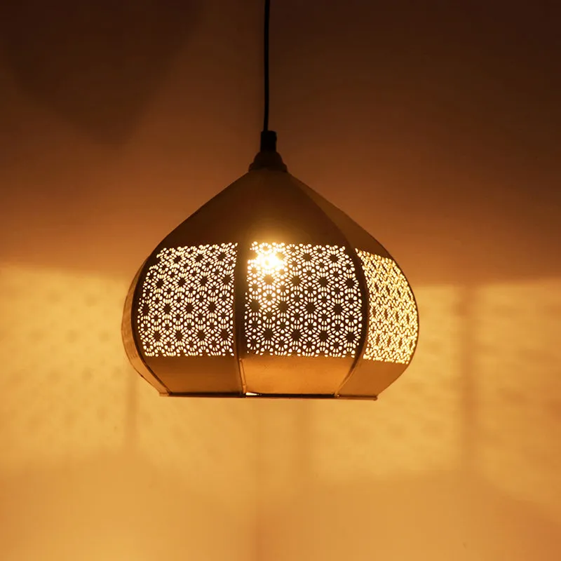 Moonlit Kasbah Hand-Etched Iron Ceiling Lamp media 1