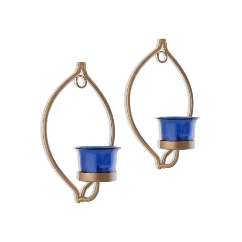 Leafy Sconce Candle Holder (Blue) - Set Of Two media 4