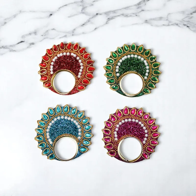 Roshna Jewelled Tea Light Holder (Round) - Set Of Four media 1