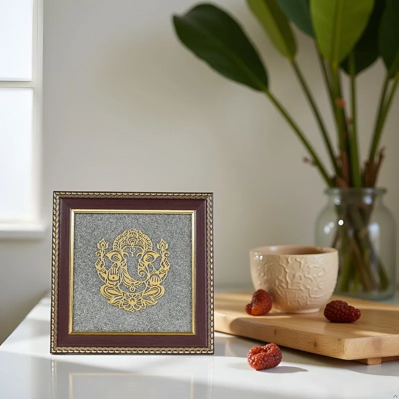 Sri Ganesh Pyrite & Wood Wall Art media 4