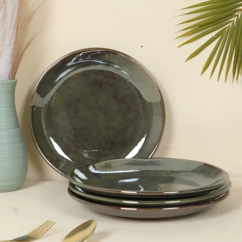 PlateMate Ceramic Quarter Plates (Olive Green) - Set Of Four media 1