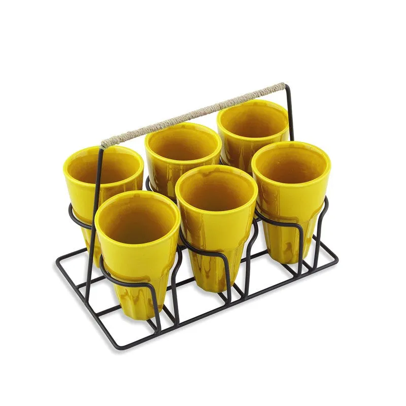 Terra Vibe Kulhad (120 mL,Yellow) - Seven Piece Set media 4