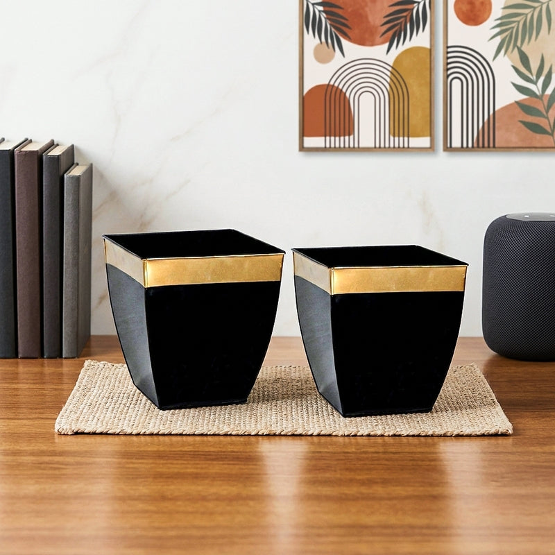 Yula Goldo Planter (Black) - Set Of Two