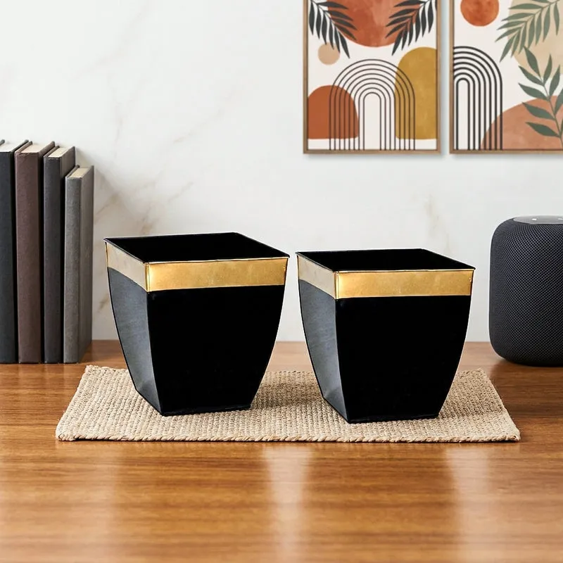 Yula Goldo Planter (Black) - Set Of Two media 1