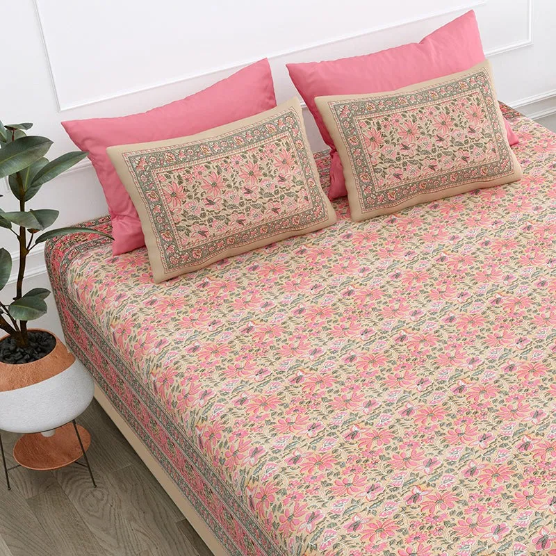 Aayushi Cotton Bedsheet (Pink) - 180 TC media 4