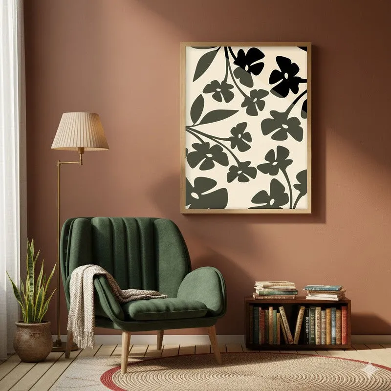Noir Garden Canvas Wall Painting With Brown Frame media 6