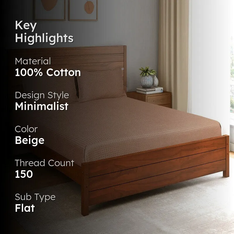 PlainLux Cotton Bedsheet (Beige) - 150 TC media 2