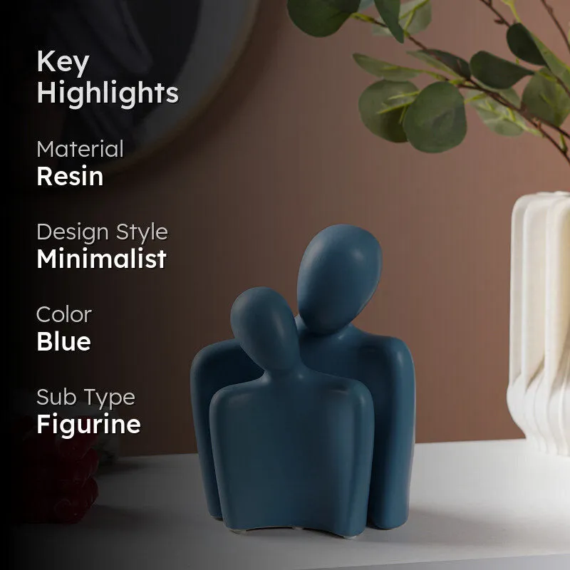 Dual Embrace Abstract Painted Resin Showpiece (Blue) - Set Of Two media 2