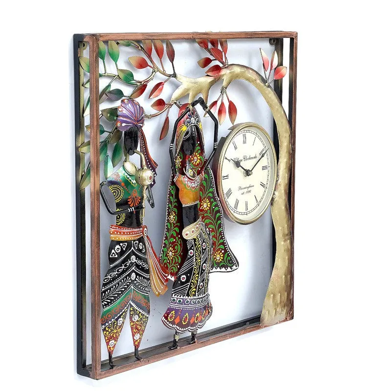 Musician Couple Frame Decor Accent Metal Wall Clock media 5