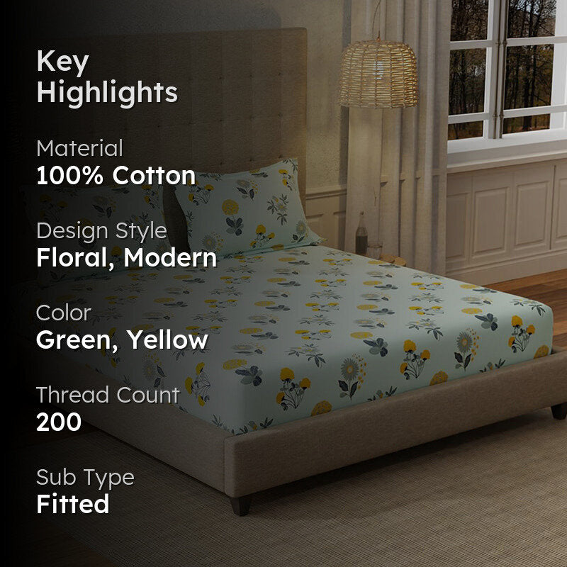 Urban Space Radiance Sky Blue Cotton Bedsheet - 200 TC media 2