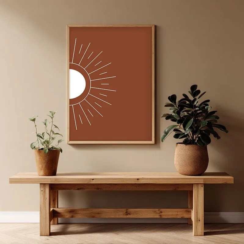 Primal Glow Canvas Wall Painting With Brown Frame media 1