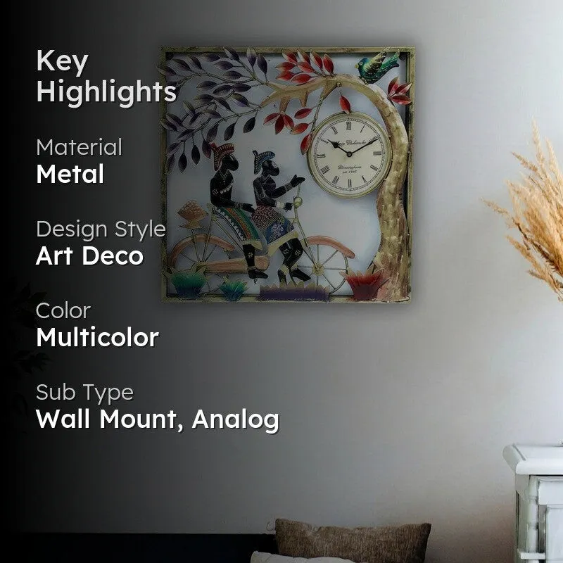 Tribal Couple Frame Artwork Metal Wall Clock media 2