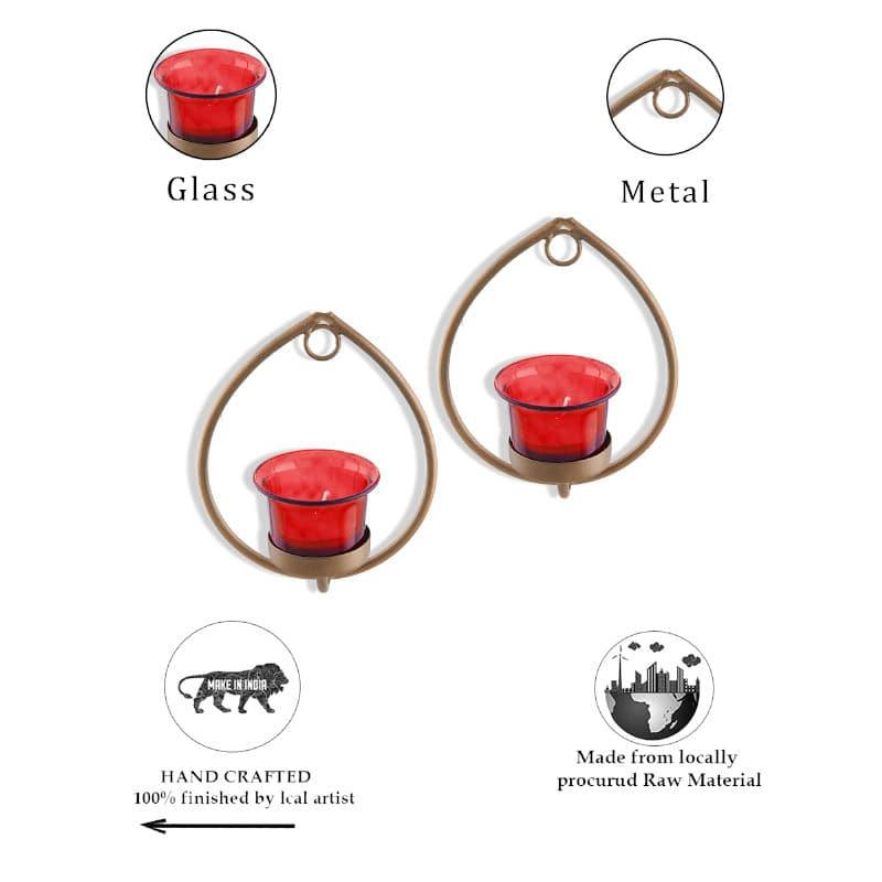 Gold Drip Sconce Candle Holder (Red) - Set Of Two media 6