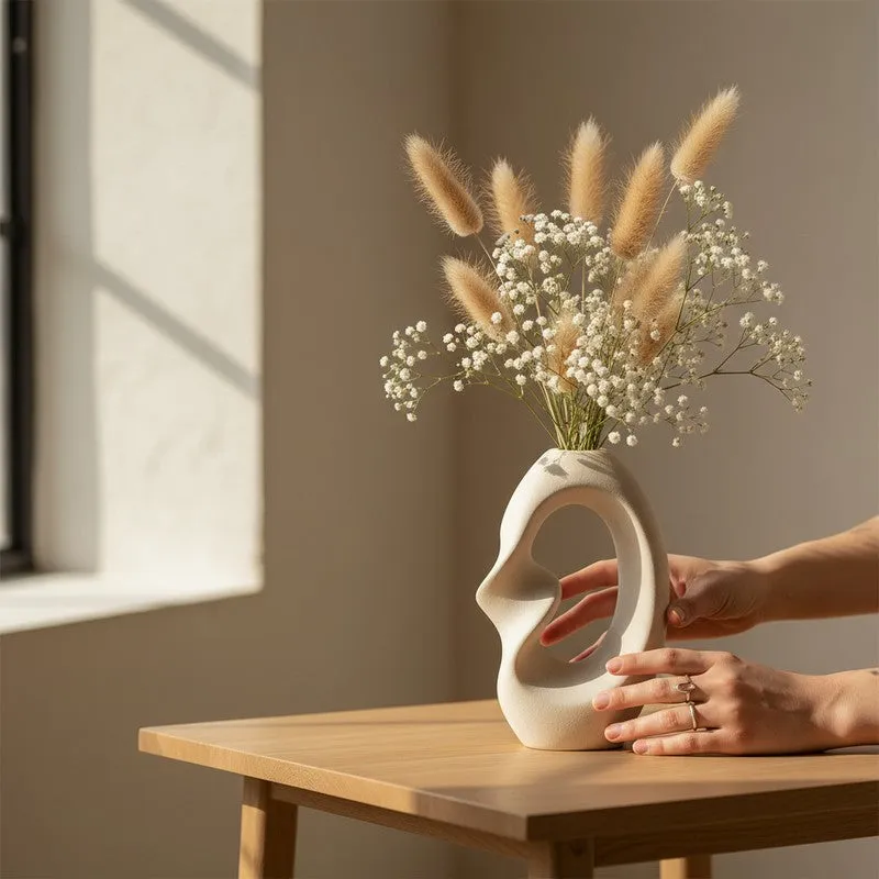 Solune Minimal Stem Ceramic Vase - Ivory media 5