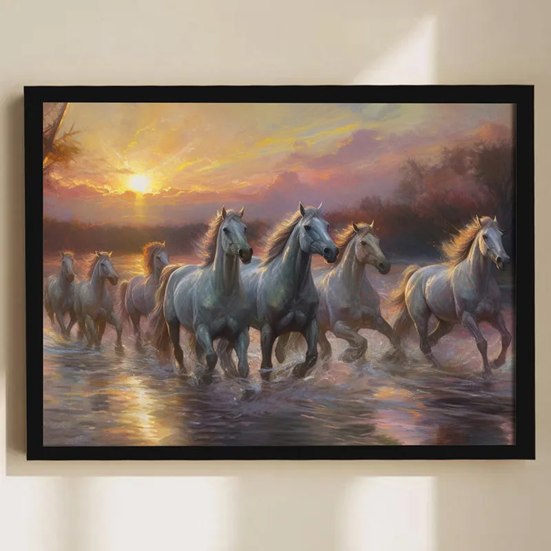 Sunrise Stallions Wall Art With Frame media 2