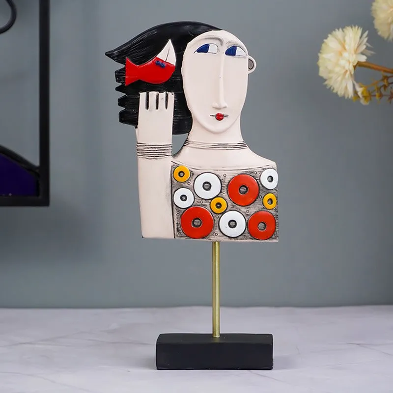 Modern Art Face Sculpture Showpieces -Multicolor media 1