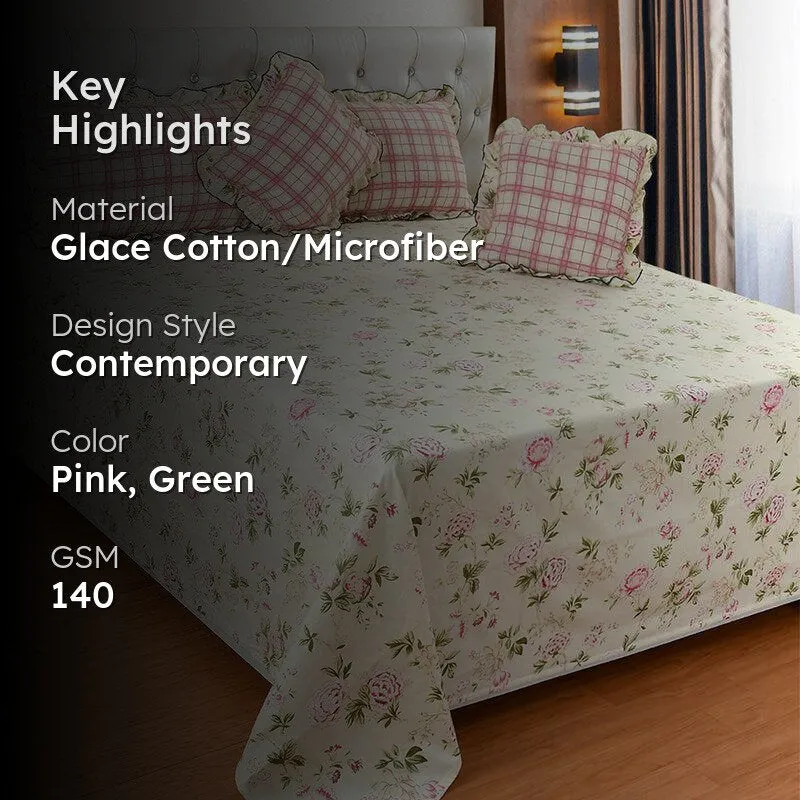 Viaro Frilled Floral Bedding Set - Five Piece Set media 2