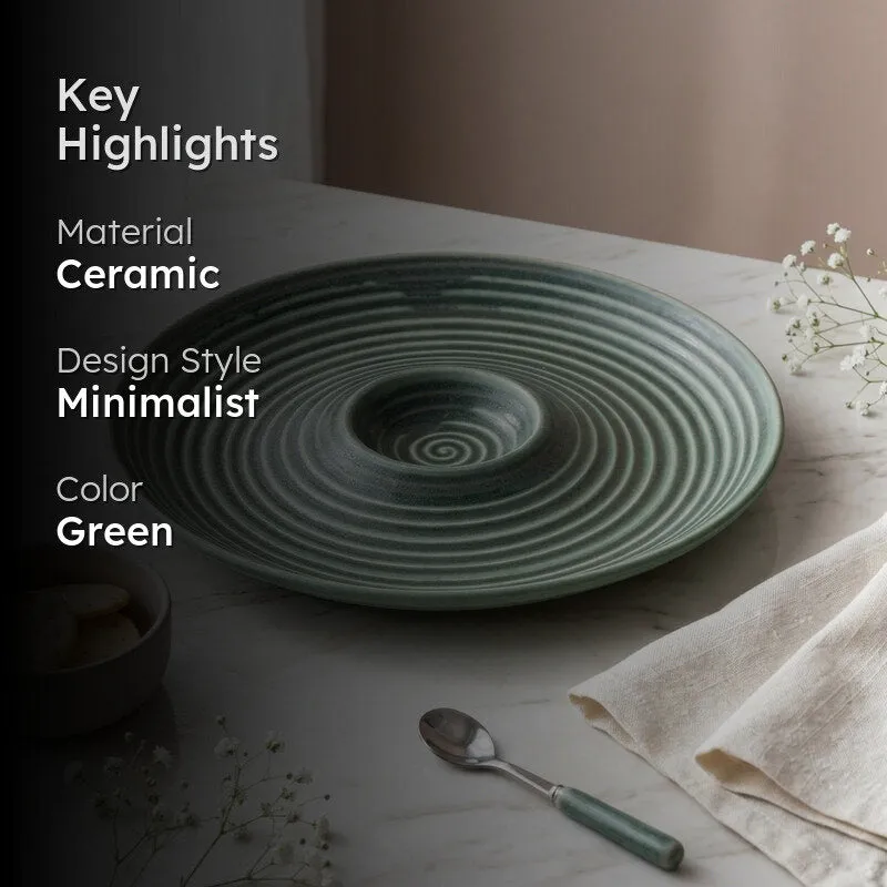 Terra Tones Chip & Dip Ceramic Platter - Teal media 2