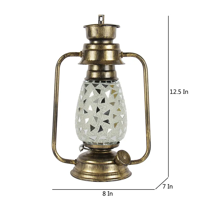 Dvija Mosaic Lantern Iron Table Lamp - Gold,Silver media 5