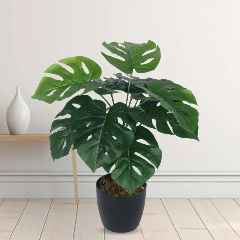 Lush Tropiks Artificial Mostera Plant With Black Plastic Pot -  1.8 Feet media 2