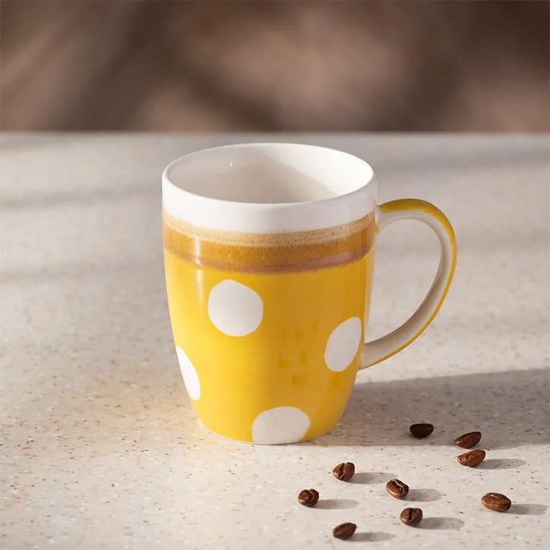 Polka Porcelain Coffee Mug (295 mL) - Yellow media 1