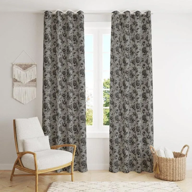 Gulaab Jacquard Single Curtain (Brown) media 1
