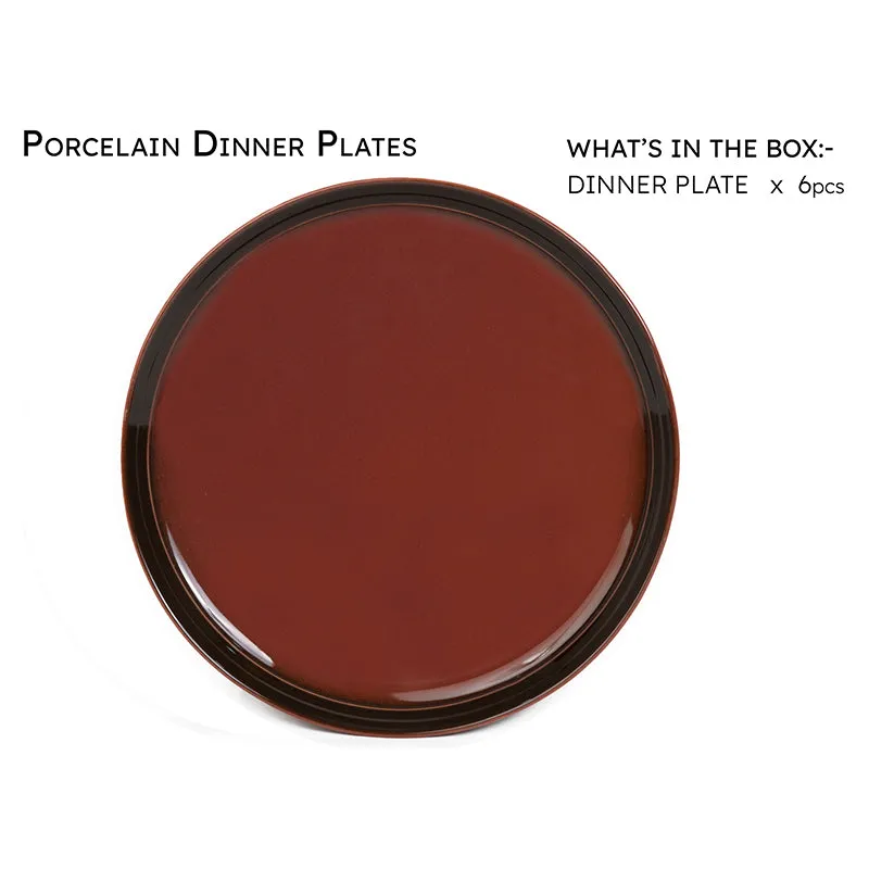Caspian Porcelain Dinner Plate (Brown) - Set Of Six media 5