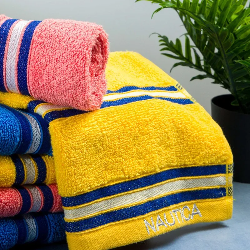 Nautica Dove Dual Down Cotton Hand Towel (Yellow,Lilac & Blue) - Set Of Six media 4