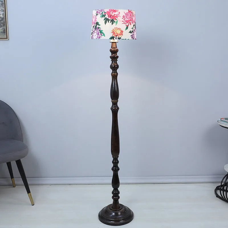 Miyabi Totem Printed Mango Wood Floor Lamp - Black media 2