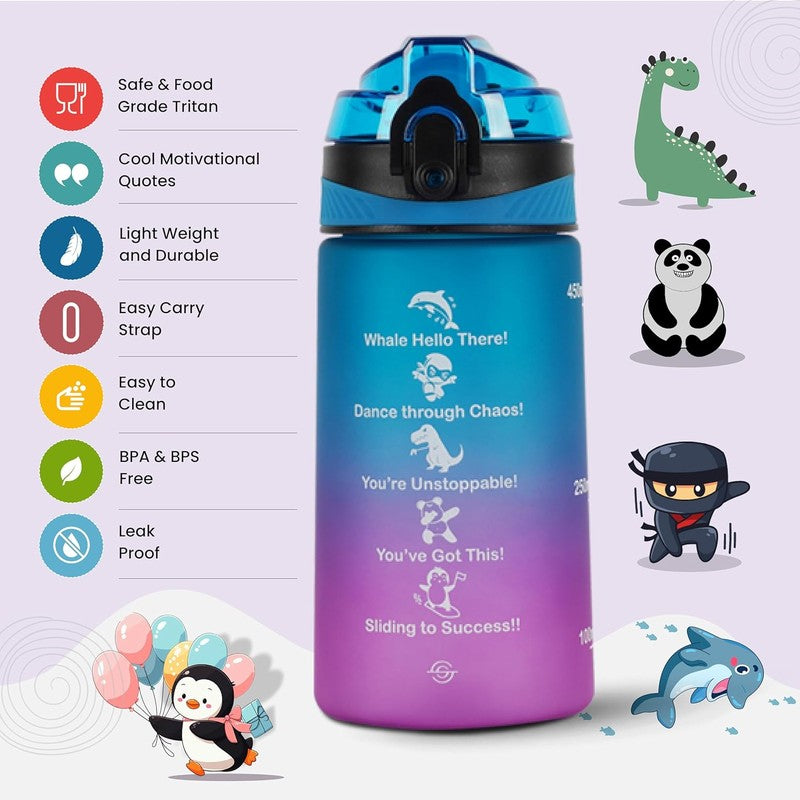Solara Flexsip Plastic Water Bottle (500 mL) - Blue,Purple media 5