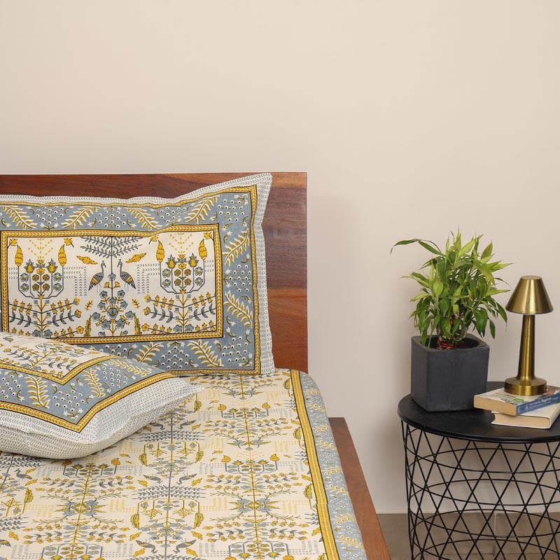 Utopia Jaipuri Cotton Bedsheet (White) - 144 TC media 4