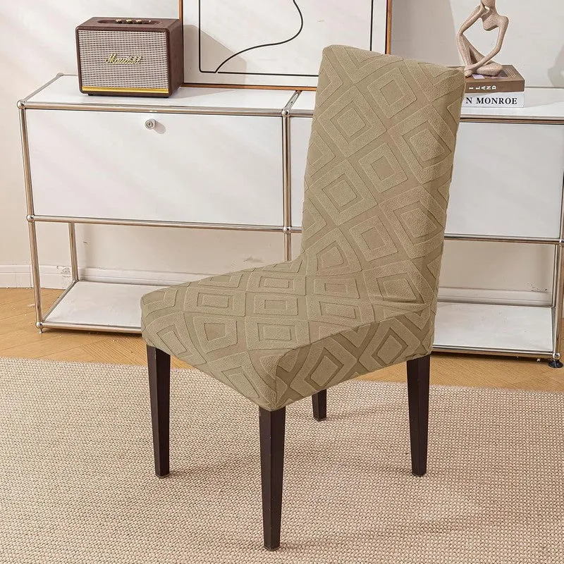Diamante Jacquard Chair Cover (Camel) - Set Of Four media 3