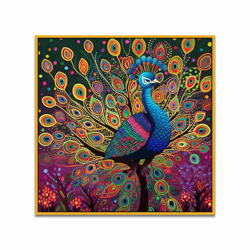 Peacock Majesty Canvas Wall Art With Frame media 5