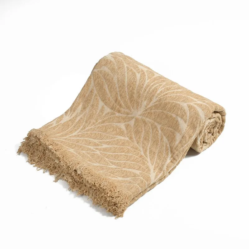 Warmora Floral Cotton Throws - Biege media 4