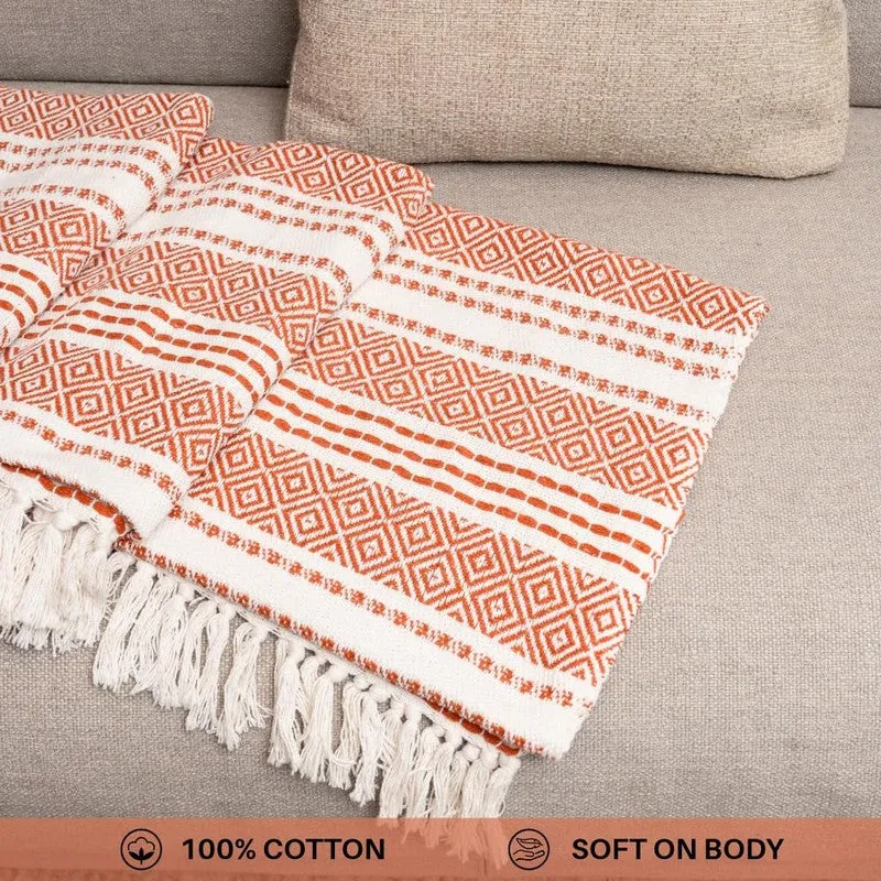 Urban Space Terrane Geometric Cotton Throw - Red media 4