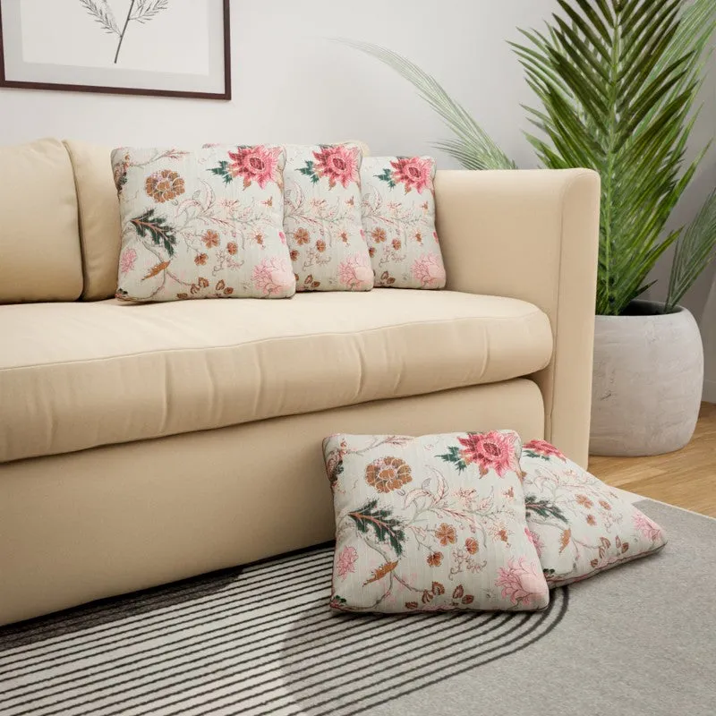 Floral Serenity Cotton Cushion Covers - Set Of Five media 4