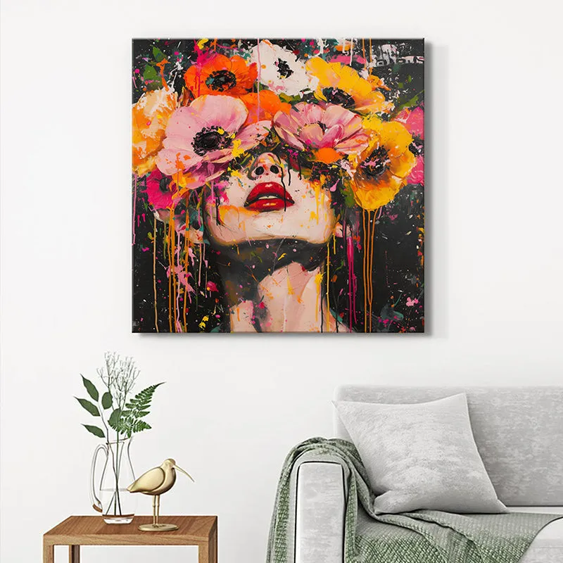 Flower Eyed Woman Poly Canvas Wall Painting media 1