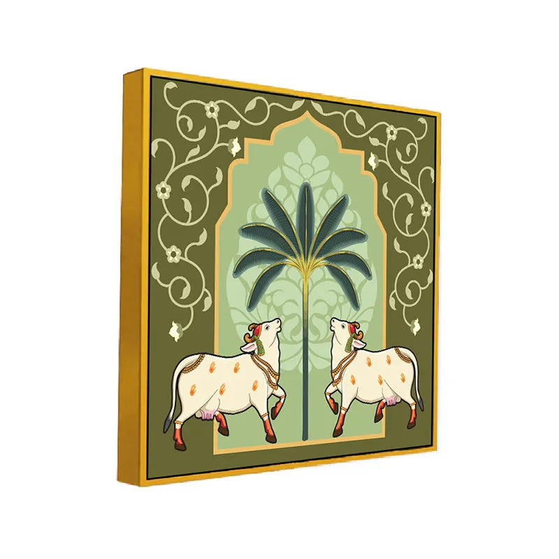 Under The Palm Canvas Wall Painting With Frame - Gold media 3