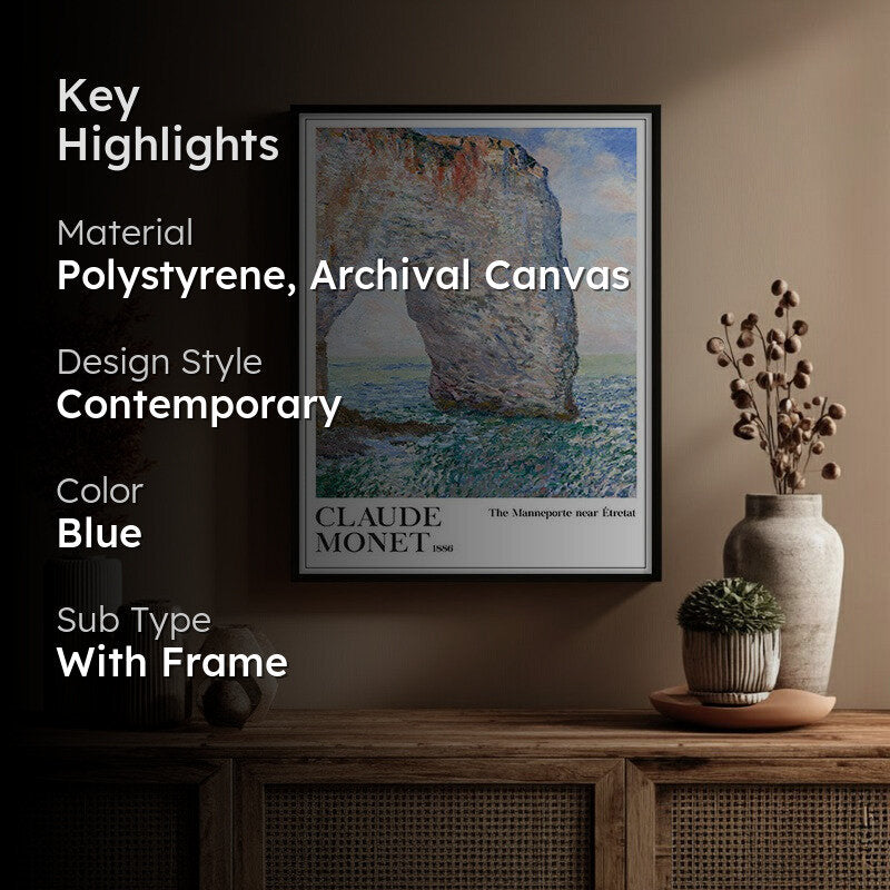 The Manneporte Near Etretat Archival Canvas Wall Painting - Black Frame media 2