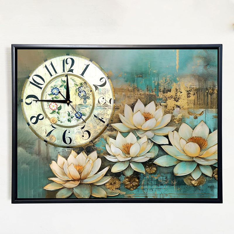 Time Of Flowers Wall Art With Clock media 3