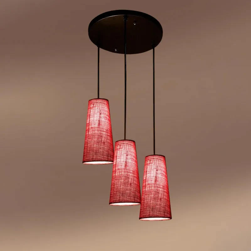 Nordic Neutral Triple Metal Ceiling Lamp - Maroon media 5