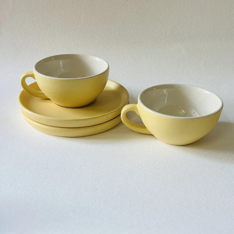 Ceramic Cup & Saucer (Yellow/240 mL Each) - Set of Two media 4