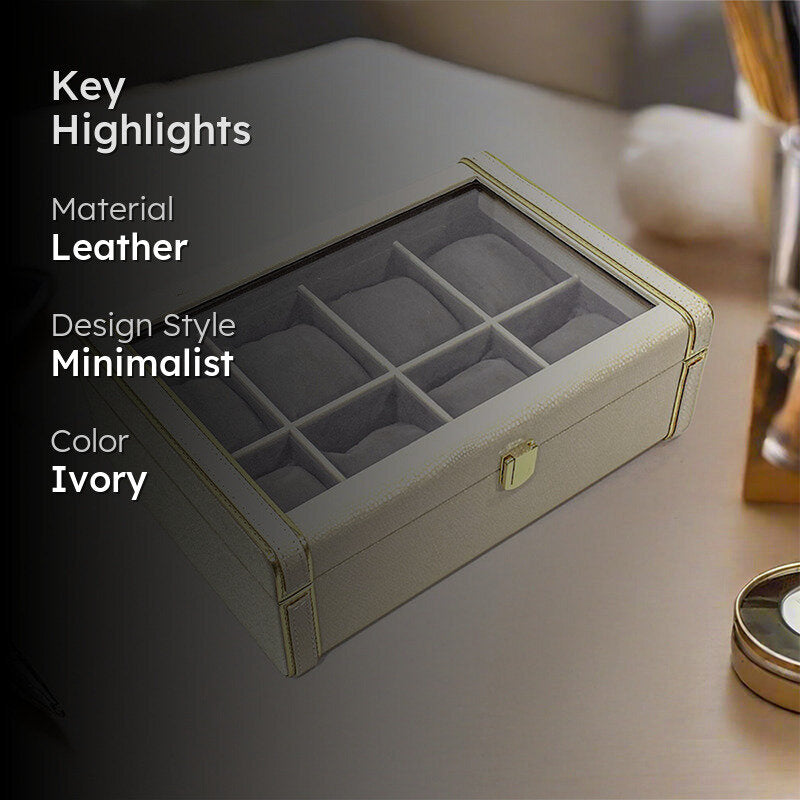 Tisquo II Faux Leather Watch Organizer - Ivory media 2