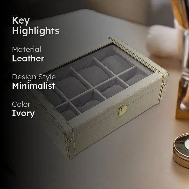 Tisquo II Faux Leather Watch Organizer - Ivory media 2