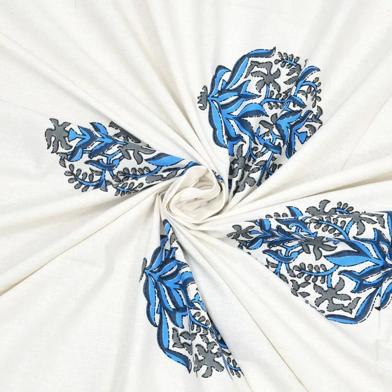 Rangen Cotton Bedsheet (White,Blue) - 240 TC media 5