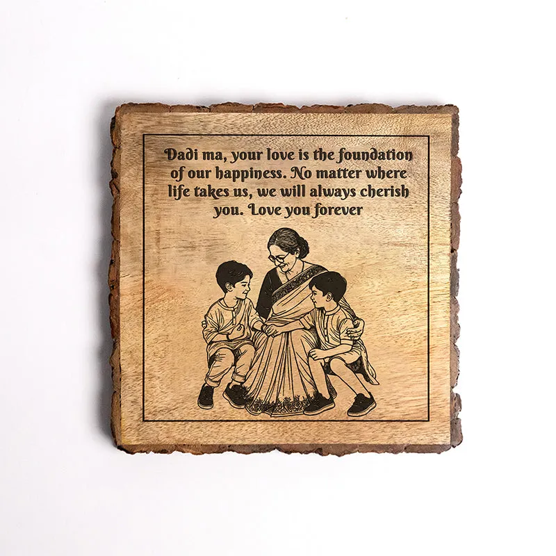 Dadi Is Happiness Wood Showpiece - Square media 5